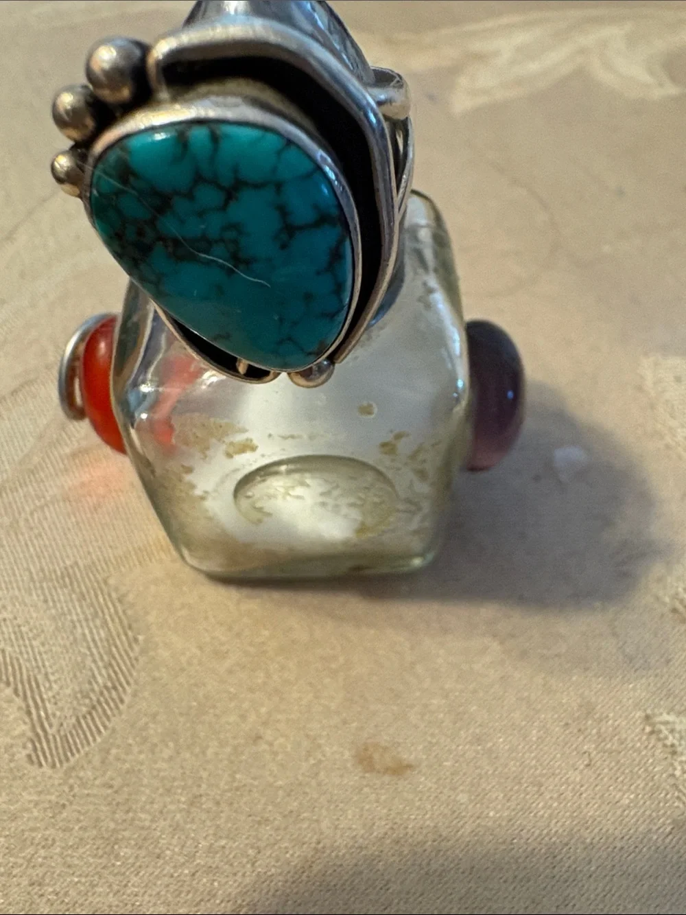 Turquoise Teardrop Sterling-Style Statement Ring - Blue